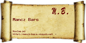 Mancz Bars névjegykártya